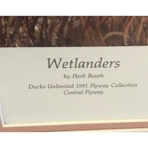 Wetlanders Herb Booth Ducks Unlimited 1991 Flyway Numbered Signed Framed Print - Picture 2 of 16